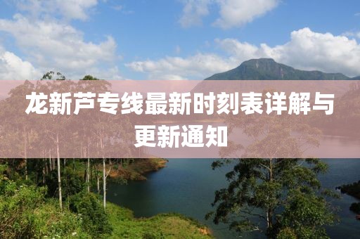 龍新蘆專線最新時(shí)刻表詳解與更新通知