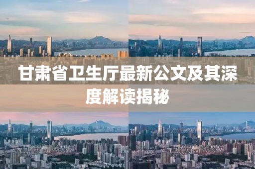 甘肅省衛(wèi)生廳最新公文及其深度解讀揭秘