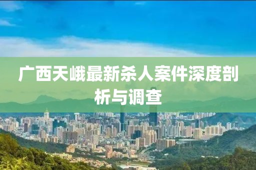 廣西天峨最新殺人案件深度剖析與調(diào)查