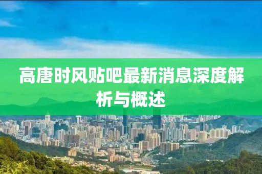 高唐時風貼吧最新消息深度解析與概述