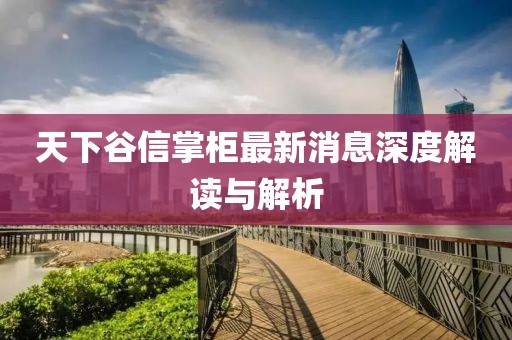 天下谷信掌柜最新消息深度解讀與解析