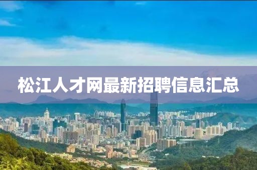 松江人才網(wǎng)最新招聘信息匯總