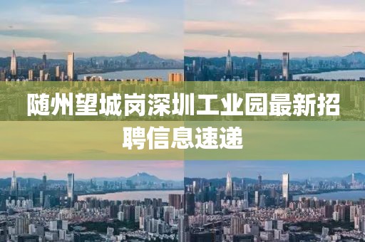 隨州望城崗深圳工業(yè)園最新招聘信息速遞