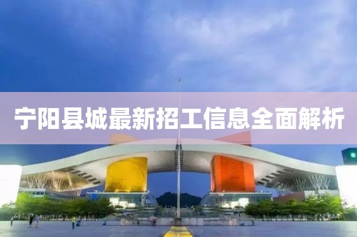 寧陽(yáng)縣城最新招工信息全面解析