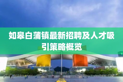 如皋白蒲鎮(zhèn)最新招聘及人才吸引策略概覽