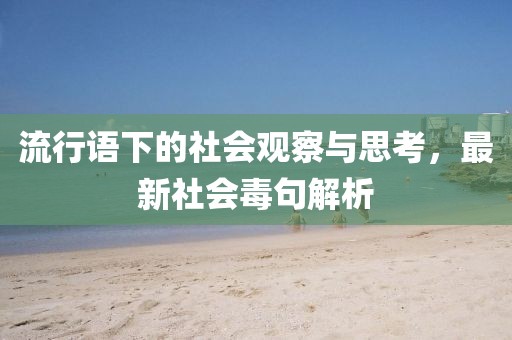 流行語下的社會(huì)觀察與思考，最新社會(huì)毒句解析