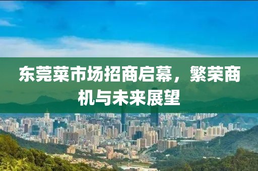 東莞菜市場招商啟幕，繁榮商機(jī)與未來展望