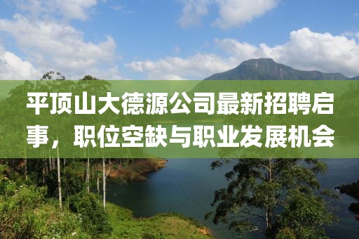 平頂山大德源公司最新招聘啟事，職位空缺與職業(yè)發(fā)展機(jī)會